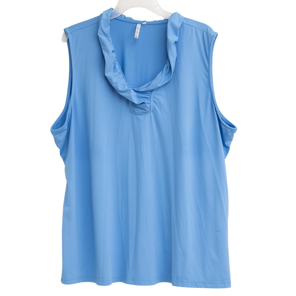 Lulu B Blue Ruffle 3XL UPF 50+ Cooling Tank Top Sun Protection Tennis Golf Beach